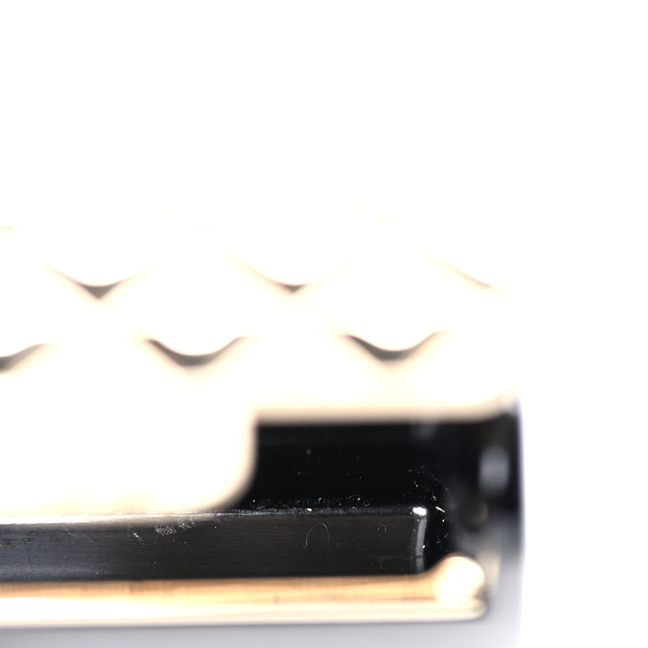Chanel Metal Resin Lambskin Flap Bag Long Necklace Gold Black Image 4