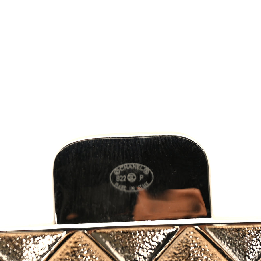 Chanel Metal Resin Lambskin Flap Bag Long Necklace Gold Black Image 5