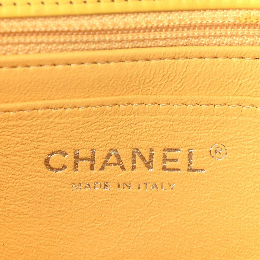 Chanel Patent Chevron Quilted Mini Rectangular Flap  Yellow Image 6