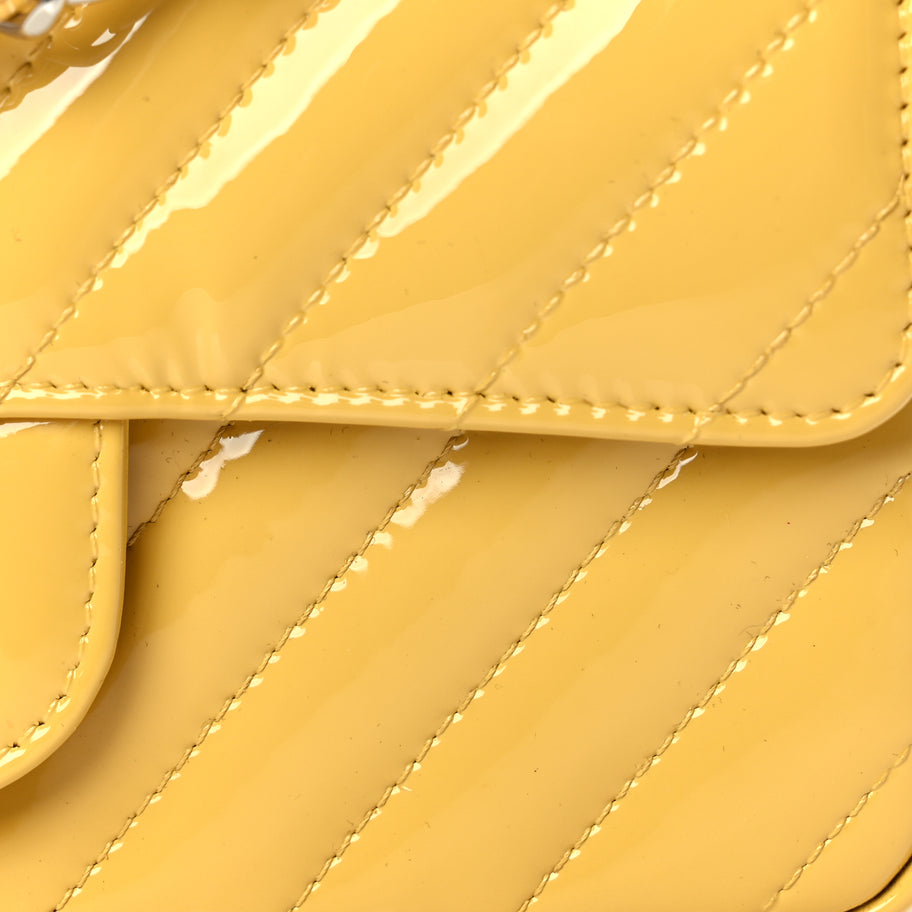 Chanel Patent Chevron Quilted Mini Rectangular Flap  Yellow Image 7