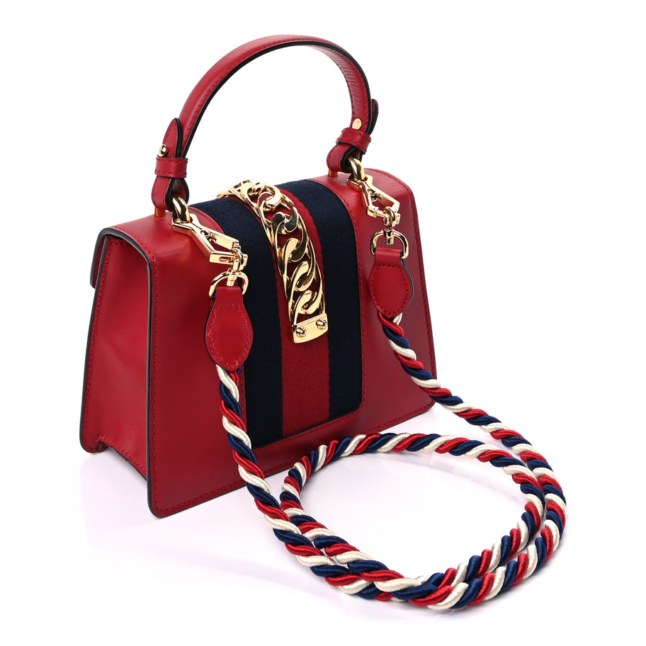 Gucci Calfskin Mini Sylvie Top Handle Bag Hibiscus Red Image 3