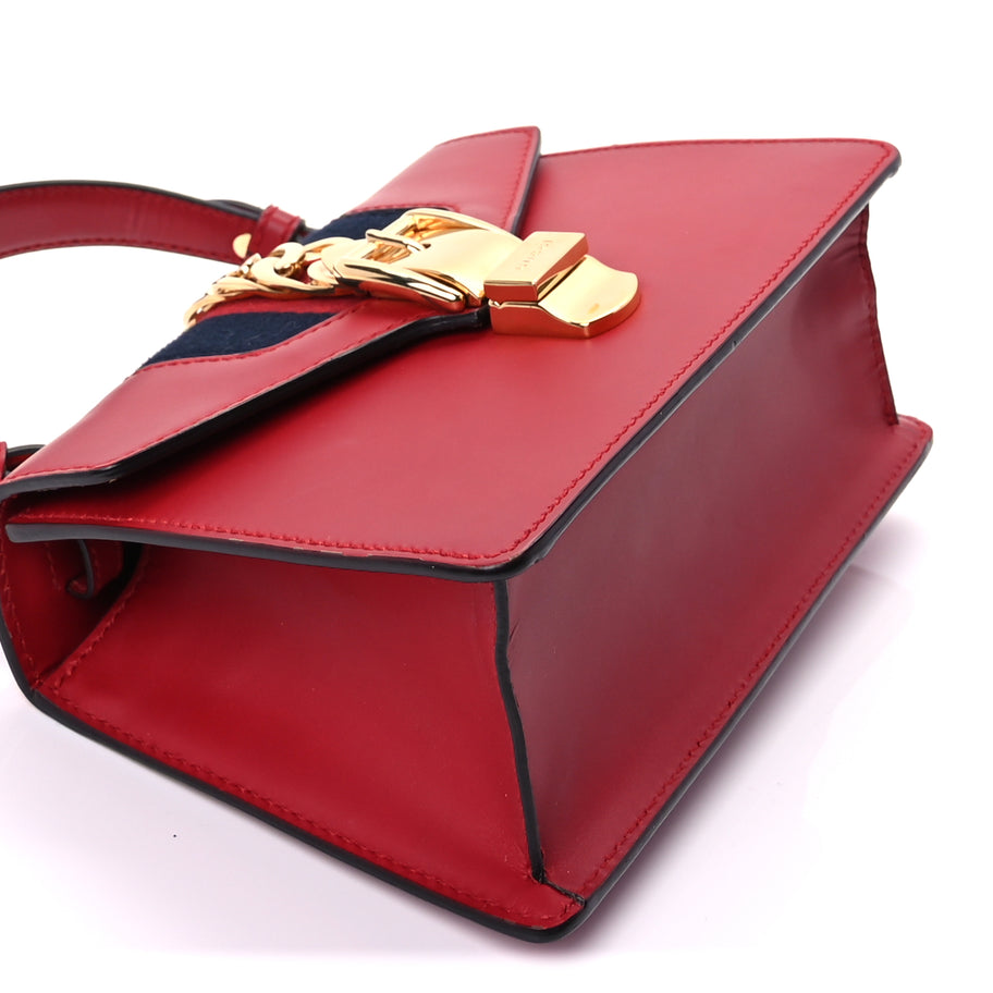 Gucci Calfskin Mini Sylvie Top Handle Bag Hibiscus Red Image 8