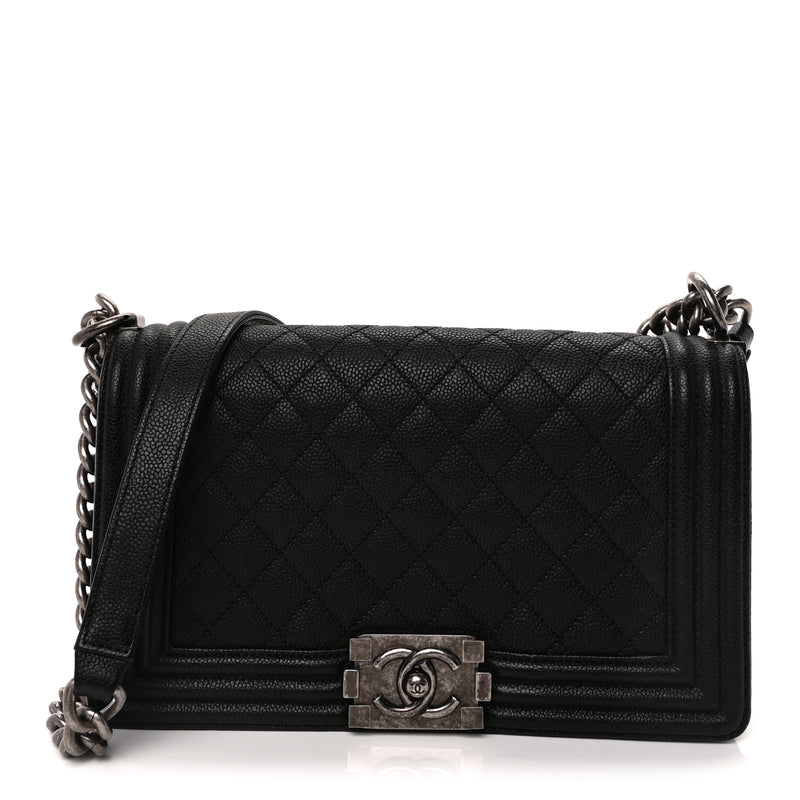  Chanel Caviar Quilted Medium Boy Flap  Black
