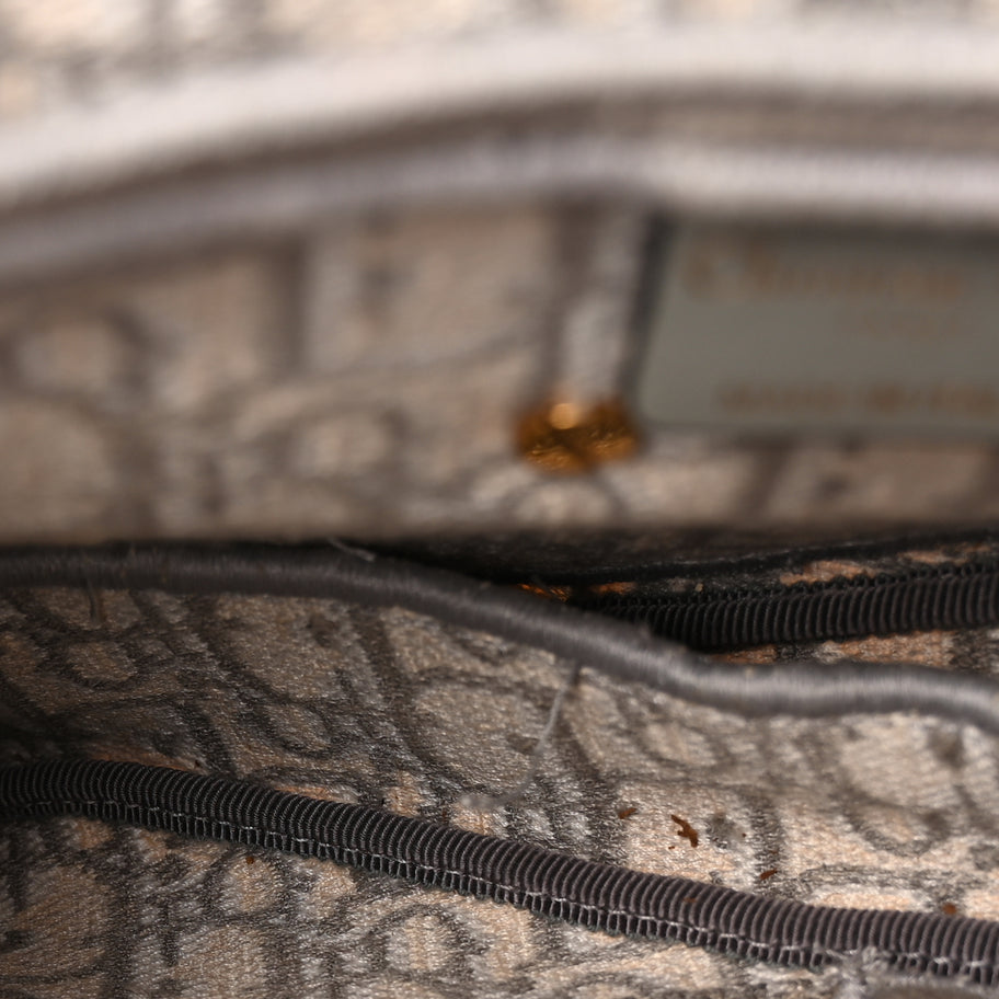 Christian Dior Oblique Embroidered Saddle Bag Gray Image 4