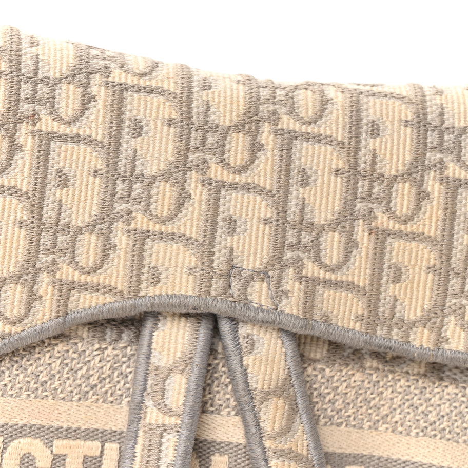 Christian Dior Oblique Embroidered Saddle Bag Gray Image 6