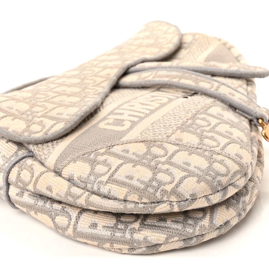 Christian Dior Oblique Embroidered Saddle Bag Gray Image 8