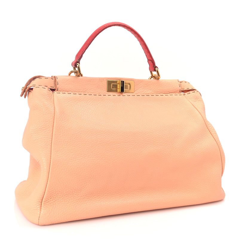  Fendi Cuoio Romano Selleria Bi-Color Large Peekaboo Iconic Satchel