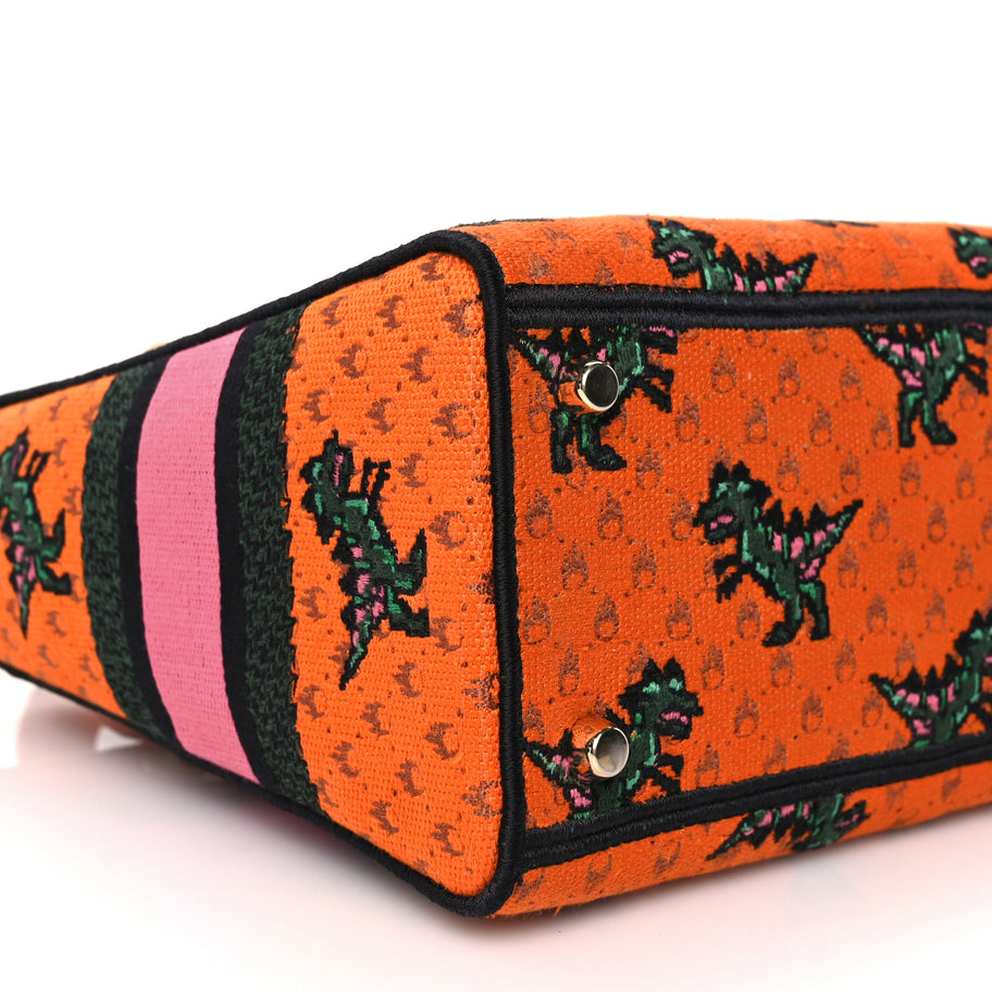 Christian Dior Canvas Embroidered Dino Medium Lady D-Lite Orange Multicolor Image 7