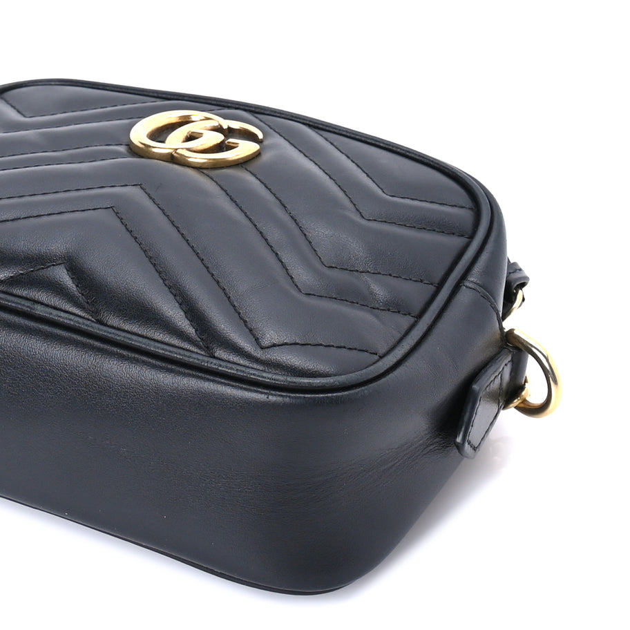 Gucci Calfskin Matelasse Mini GG Marmont Chain Shoulder Bag  Black Image 4