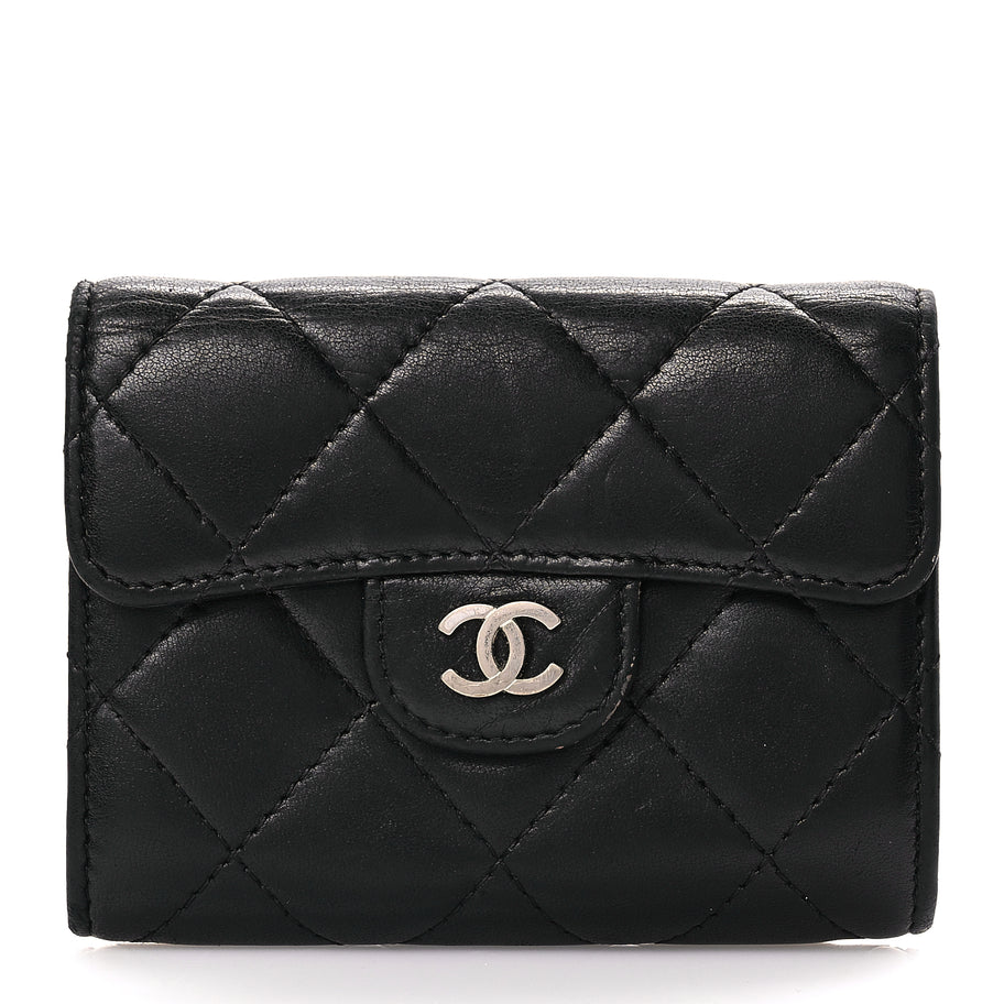 Chanel Lambskin Quilted Flap Card Holder Wallet Black Image 1