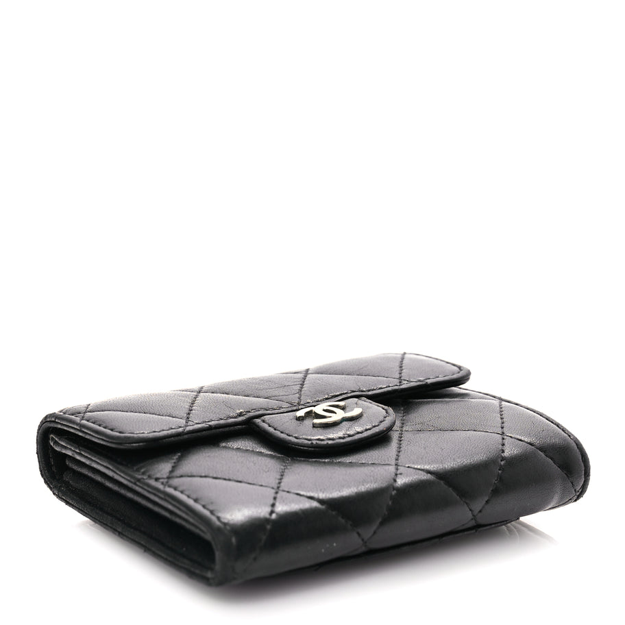 Chanel Lambskin Quilted Flap Card Holder Wallet Black Image 3