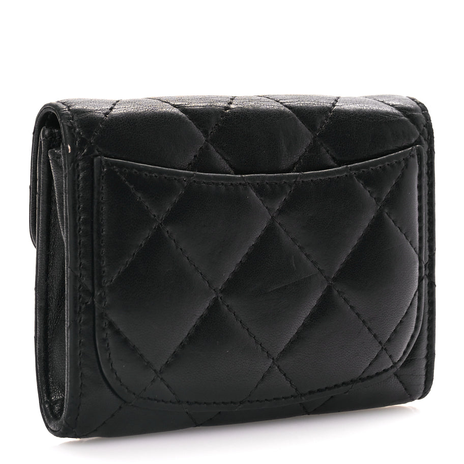 Chanel Lambskin Quilted Flap Card Holder Wallet Black Image 4