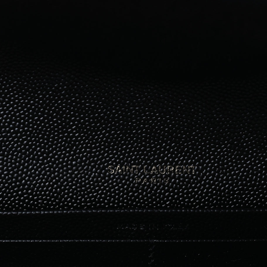 Saint Laurent Grain De Poudre Matelasse Chevron Monogram Flap Wallet Black Image 5