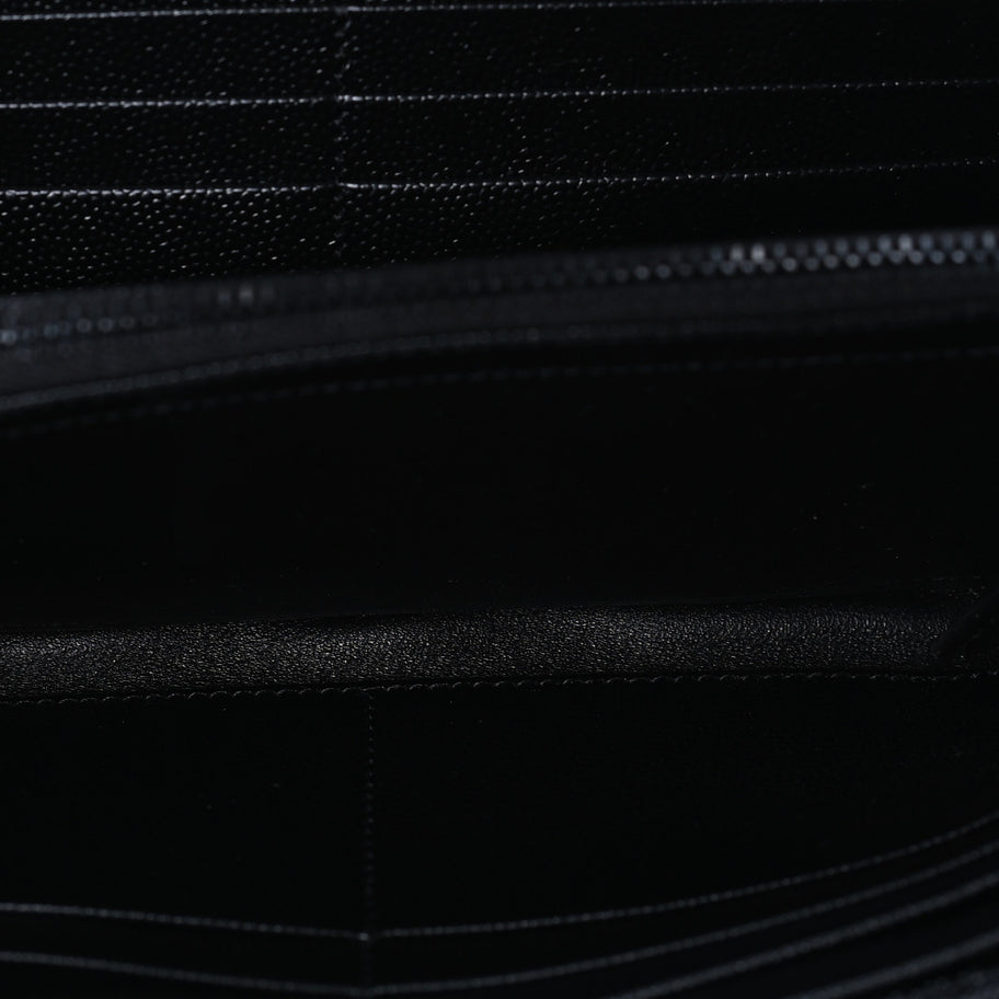 Saint Laurent Grain De Poudre Matelasse Chevron Monogram Flap Wallet Black Image 6