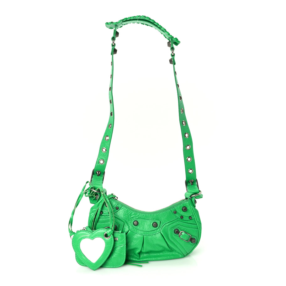 Balenciaga Agneau Arena Le Cagole Shoulder Bag XS Vivid Green Image 1