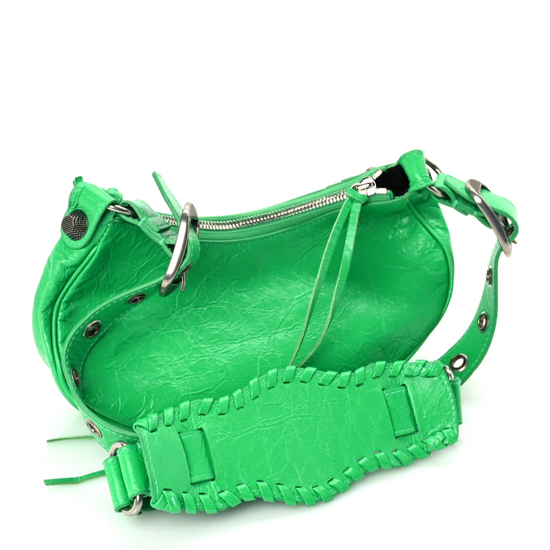  Balenciaga Agneau Arena Le Cagole Shoulder Bag XS Vivid Green