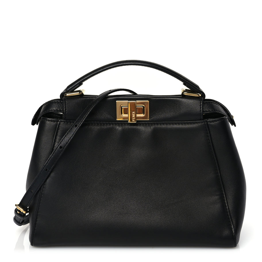 Fendi Nappa Mini Peekaboo Iconic Satchel Black Image 1
