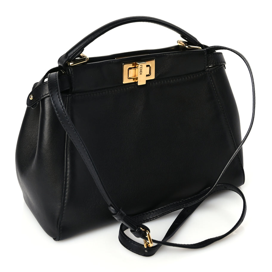 Fendi Nappa Mini Peekaboo Iconic Satchel Black Image 2