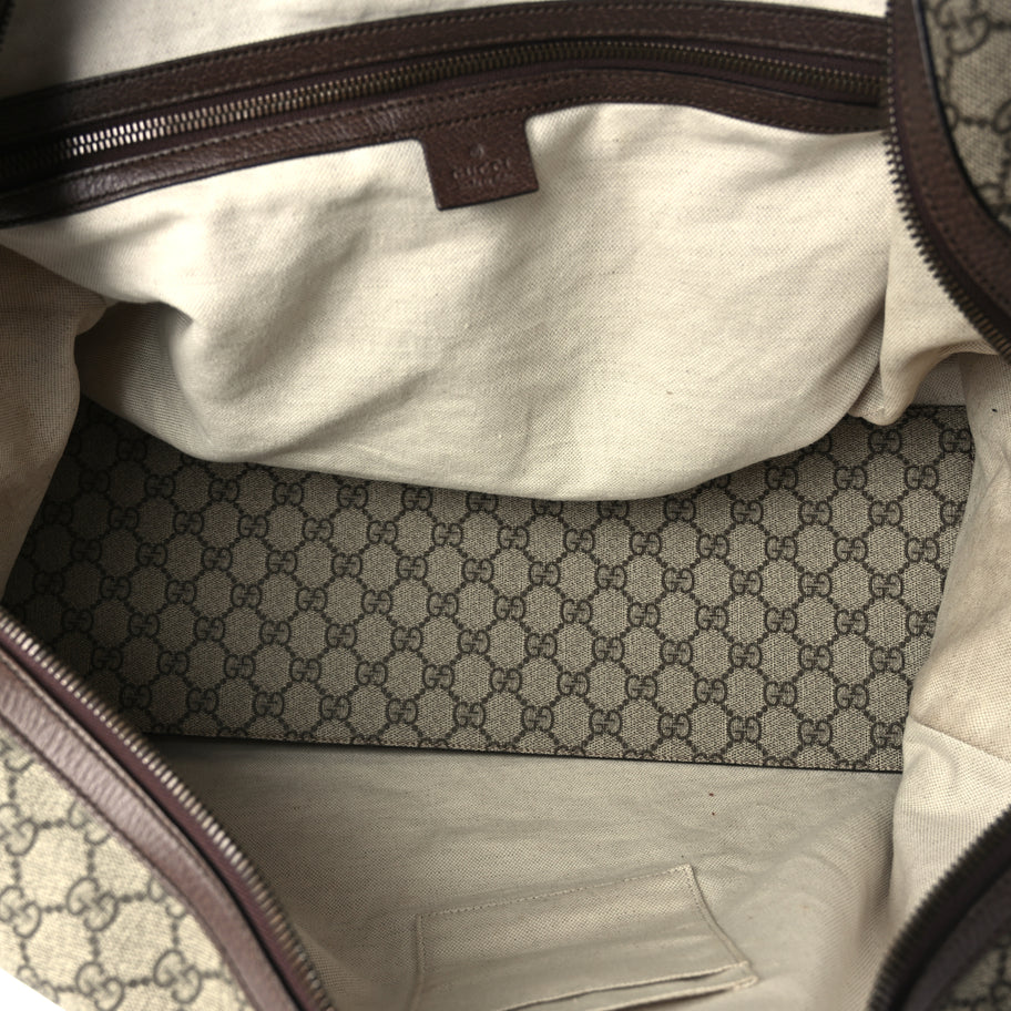 Gucci GG Supreme Monogram Textured Dollar Calfskin Web Medium Ophidia Carry-On Duffle Bag Beige Ebony New Acero Image 4