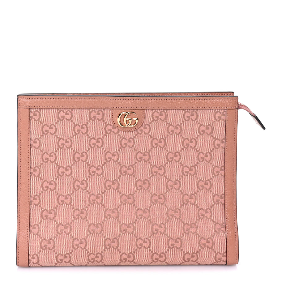 Gucci Monogram Textured Dollar Calfskin Ophidia Pouch Cloche  Rose Pink Image 1