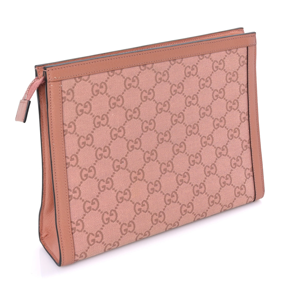 Gucci Monogram Textured Dollar Calfskin Ophidia Pouch Cloche  Rose Pink Image 4
