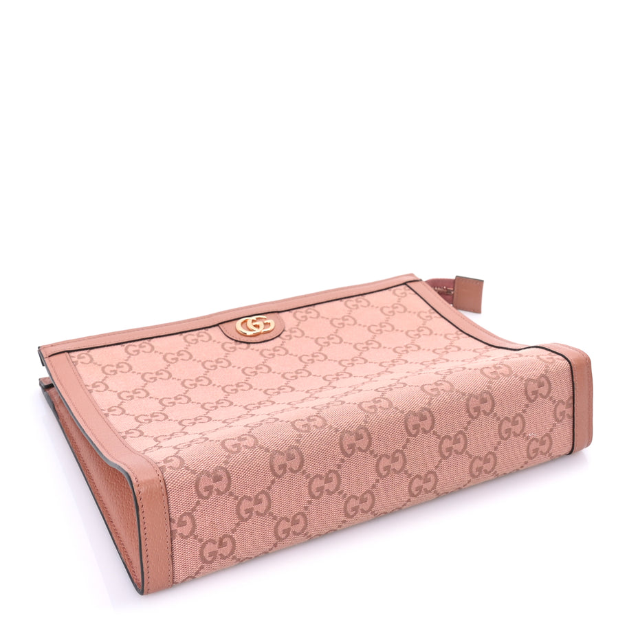 Gucci Monogram Textured Dollar Calfskin Ophidia Pouch Cloche  Rose Pink Image 5