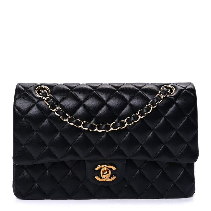  Chanel Lambskin Quilted Medium Double Flap  Black