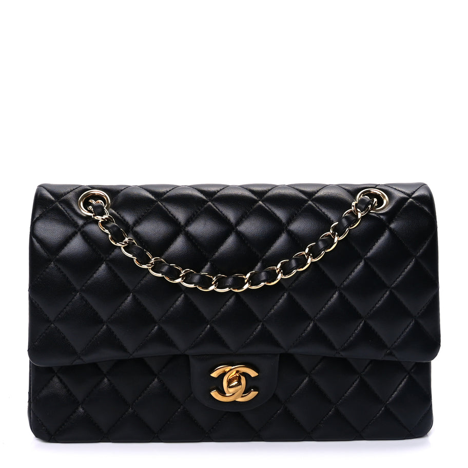 Chanel Lambskin Quilted Medium Double Flap  Black Image 1