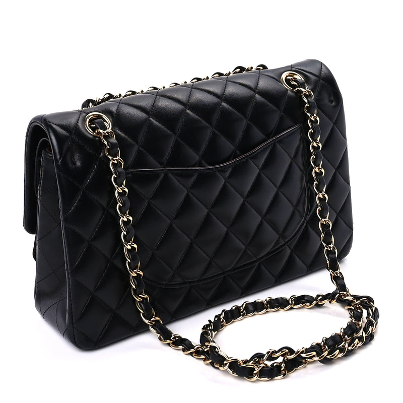  Chanel Lambskin Quilted Medium Double Flap  Black