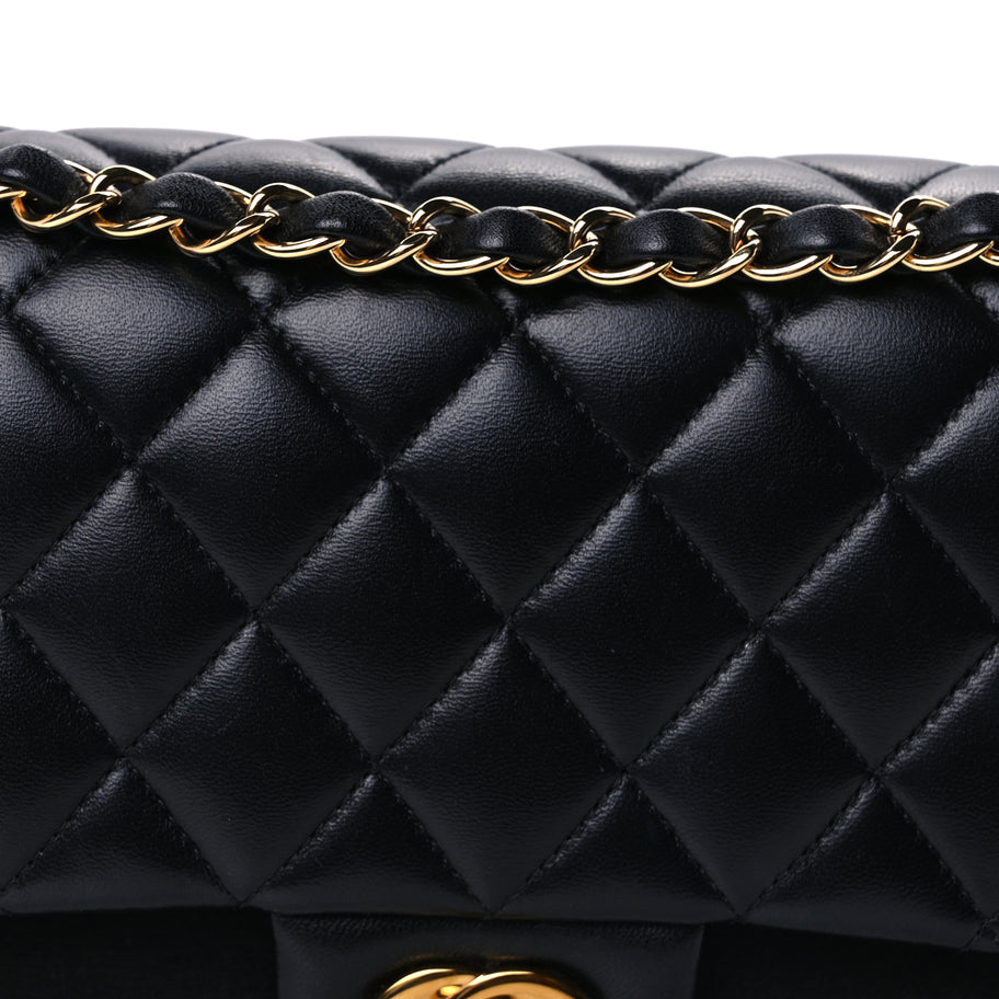 Chanel Lambskin Quilted Medium Double Flap  Black Image 6