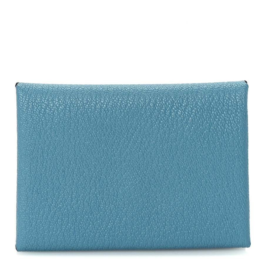 Hermes Chevre Chamkila Calvi Duo Card Case Blue Jean Image 1