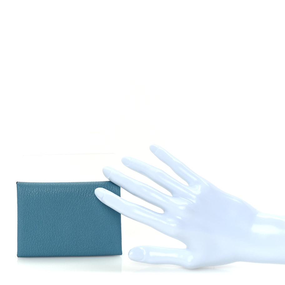 Hermes Chevre Chamkila Calvi Duo Card Case Blue Jean Image 2