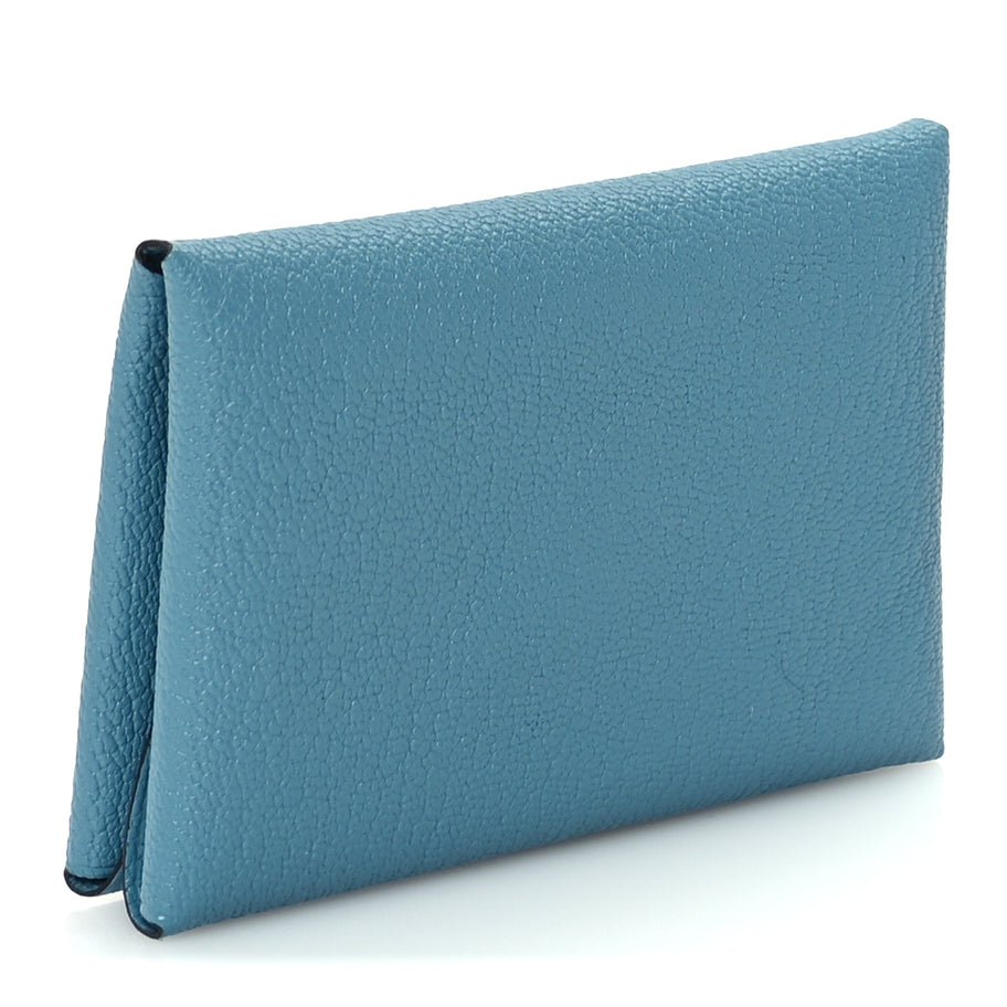 Hermes Chevre Chamkila Calvi Duo Card Case Blue Jean Image 3