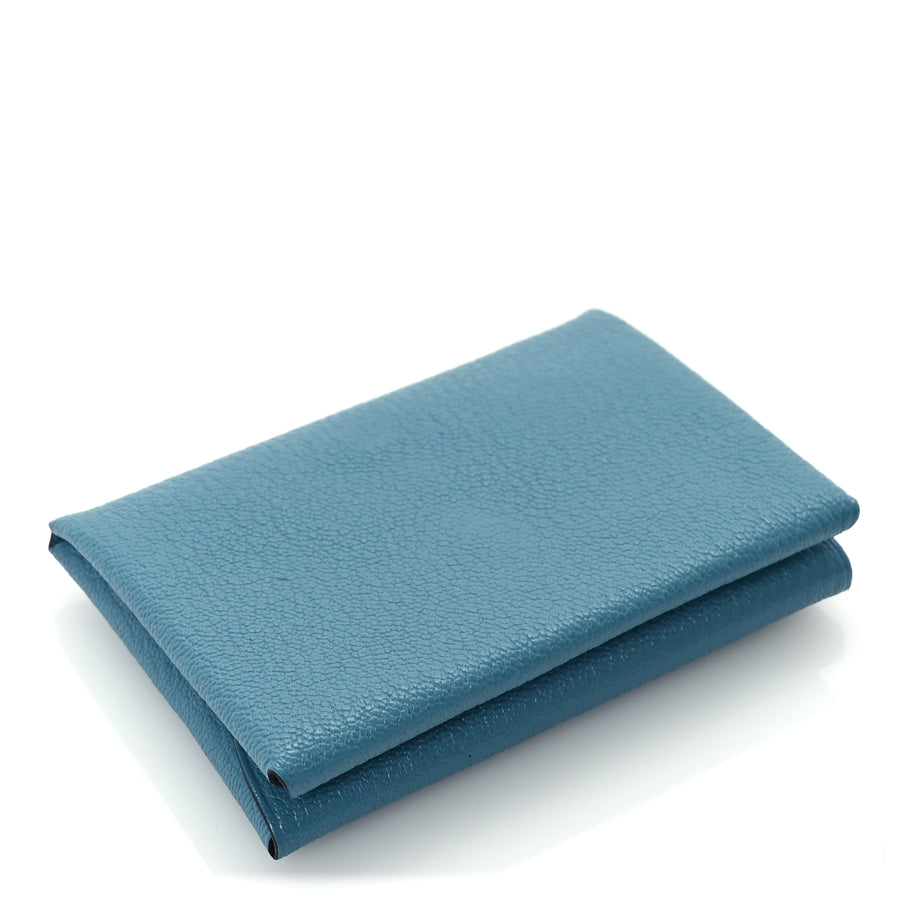 Hermes Chevre Chamkila Calvi Duo Card Case Blue Jean Image 4