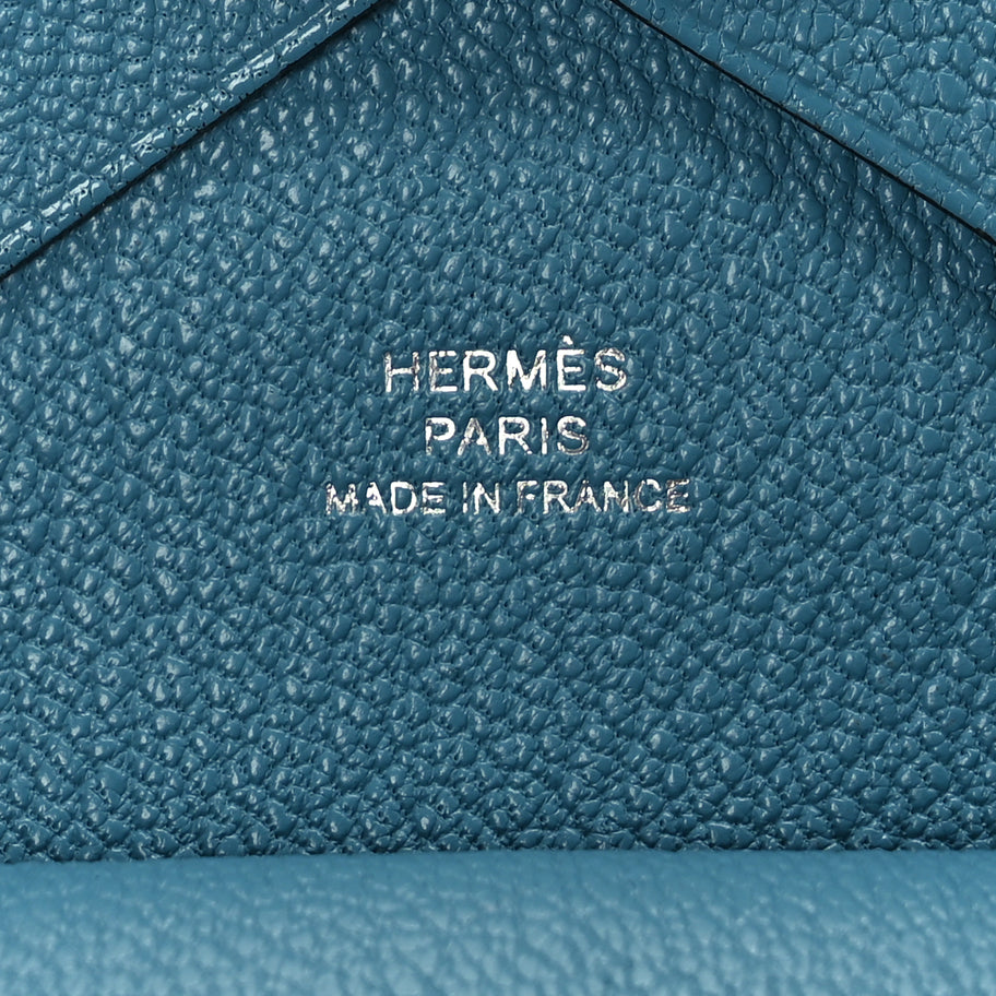 Hermes Chevre Chamkila Calvi Duo Card Case Blue Jean Image 6