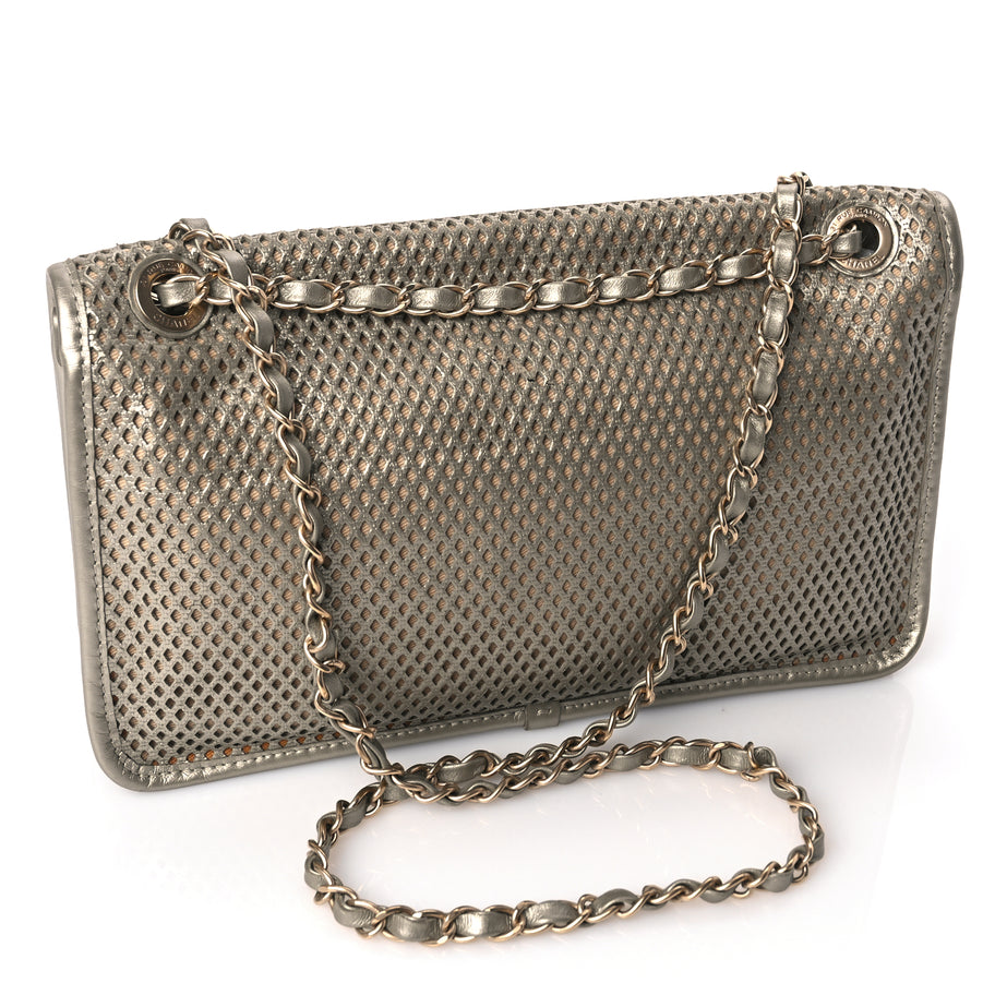Chanel  Perforated Calfskin Large Up In The Air Flap Light Gold Image 2