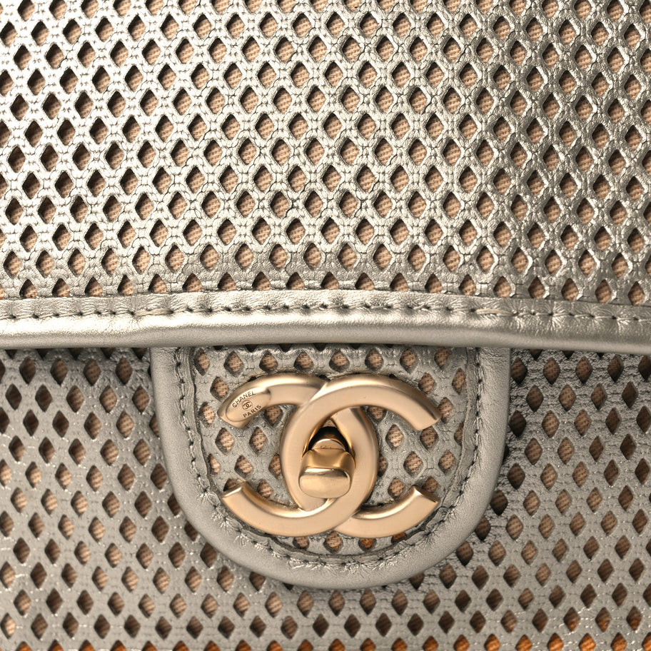 Chanel  Perforated Calfskin Large Up In The Air Flap Light Gold Image 7