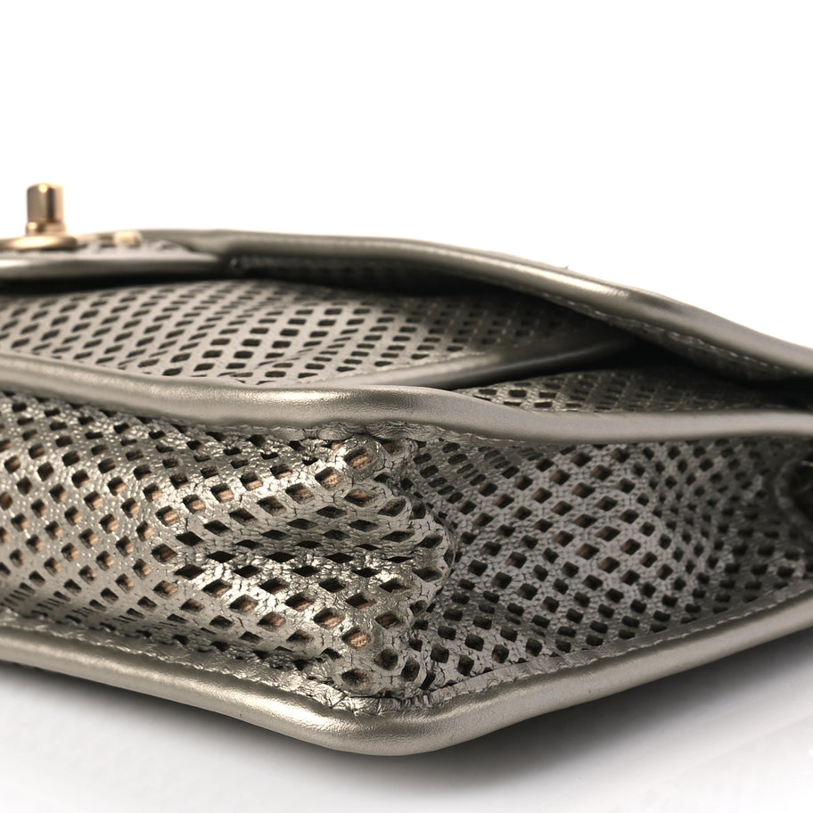 Chanel  Perforated Calfskin Large Up In The Air Flap Light Gold Image 9