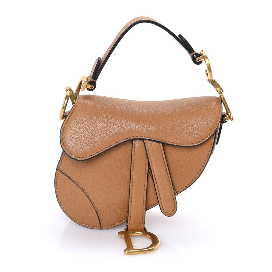 Christian Dior Goatskin Micro Saddle Bag  Camello Image 1