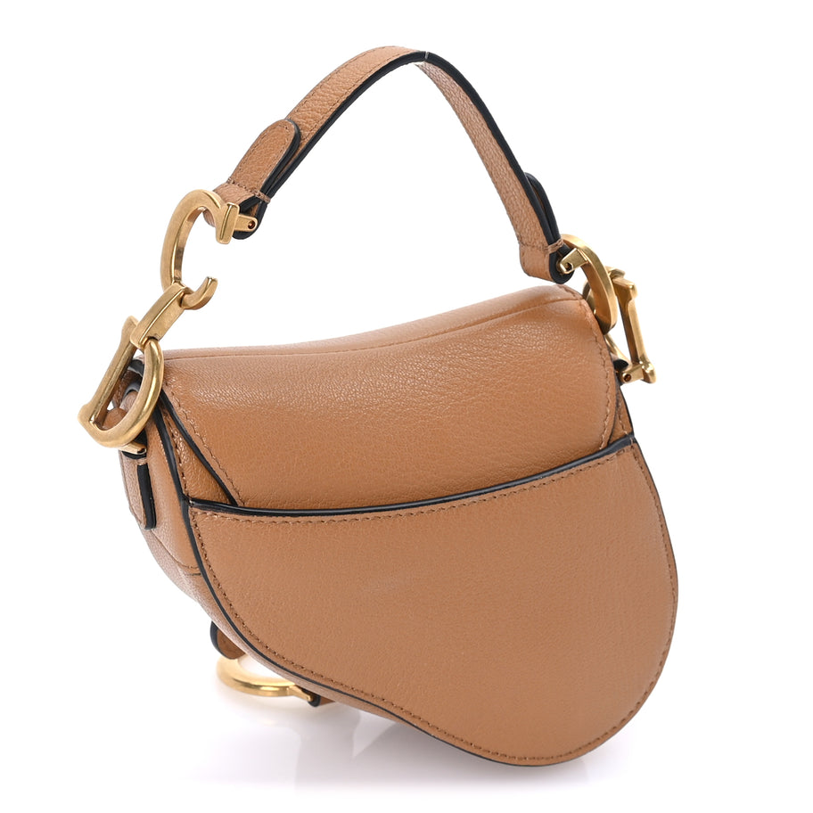 Christian Dior Goatskin Micro Saddle Bag  Camello Image 2