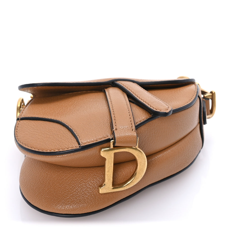 Christian Dior Goatskin Micro Saddle Bag  Camello Image 3