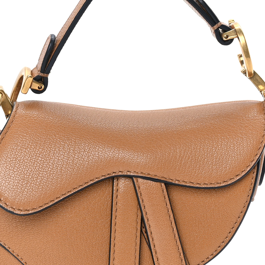 Christian Dior Goatskin Micro Saddle Bag  Camello Image 6