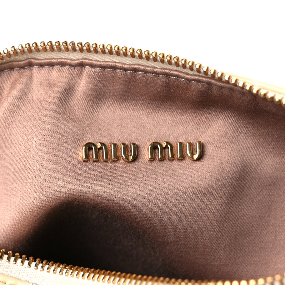 Miu Miu Calfskin Crocodile Embossed St Cocco Spirit Bag White Image 5