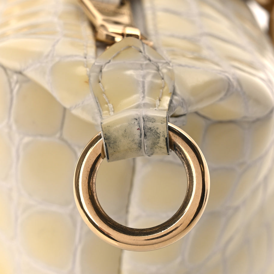 Miu Miu Calfskin Crocodile Embossed St Cocco Spirit Bag White Image 10