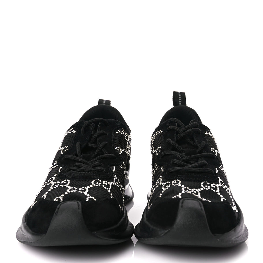 Gucci Tela Retino Mesh Crystal Suede GG Monogram Womens Gucci Run Sneakers 36 Black Silver Image 3