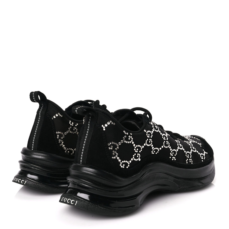 Gucci Tela Retino Mesh Crystal Suede GG Monogram Womens Gucci Run Sneakers 36 Black Silver Image 5