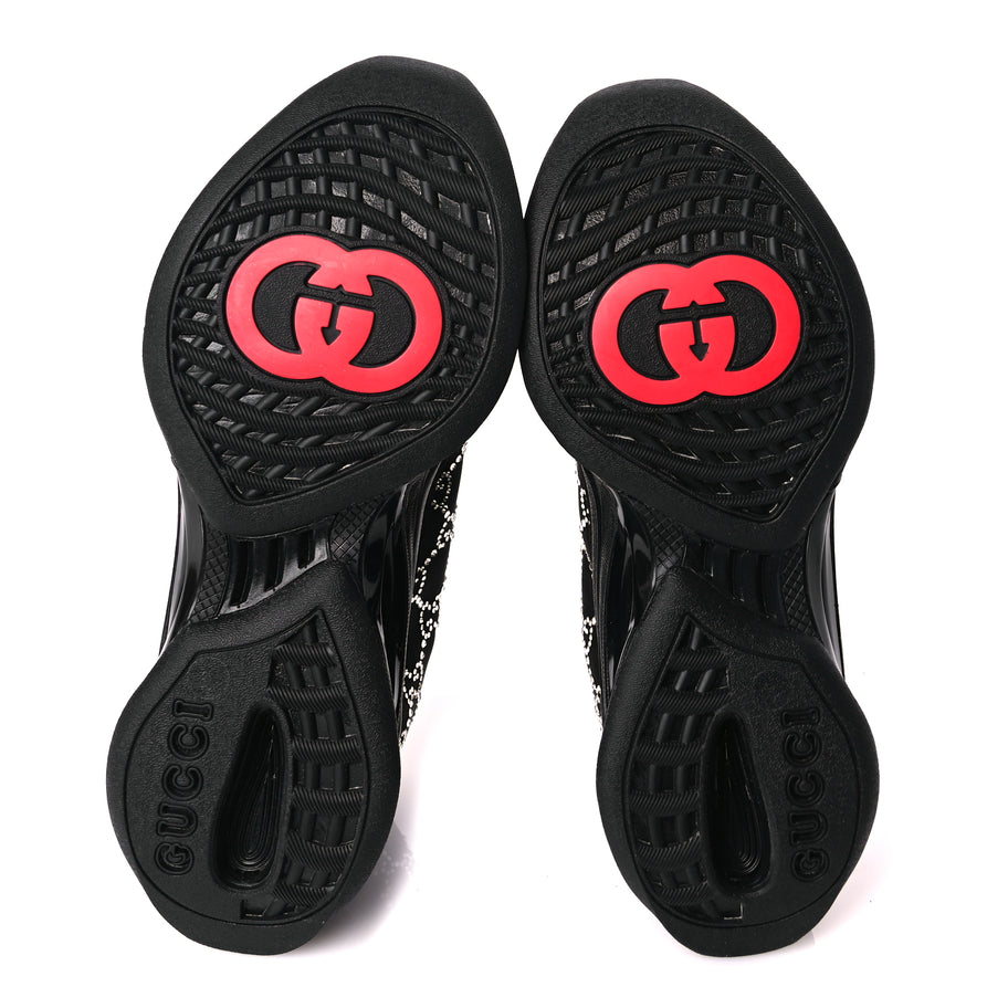 Gucci Tela Retino Mesh Crystal Suede GG Monogram Womens Gucci Run Sneakers 36 Black Silver Image 6