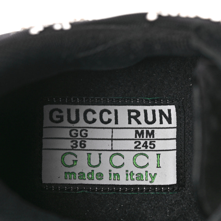 Gucci Tela Retino Mesh Crystal Suede GG Monogram Womens Gucci Run Sneakers 36 Black Silver Image 7