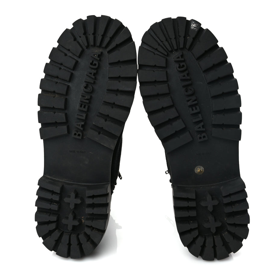 Balenciaga Canvas Distressed Mens 20mm Strike Lace Up Boots 46 Black Image 5