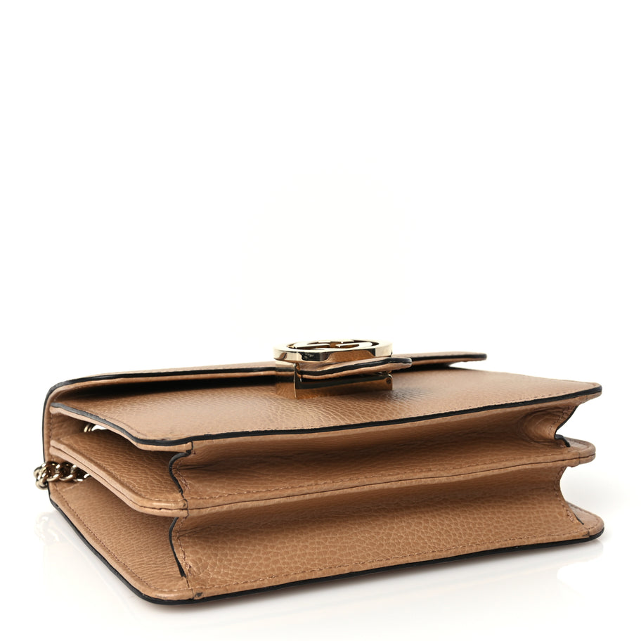 Gucci Dollar Calfskin Small Interlocking G Shoulder Bag Camelia Image 3